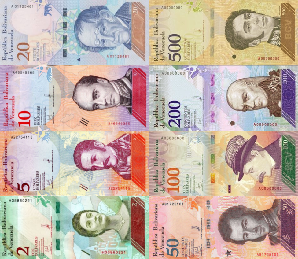P101-P108 Venezuela 2-500 Bolivar (8 Notes) Year 2018